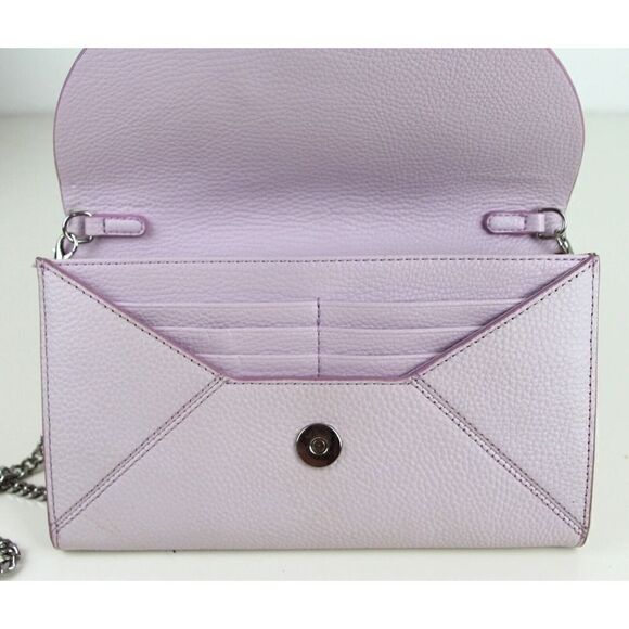 14th & Union PALE PINK GENUINE LEATHER FLAP CHAIN CROSSBODY SHOULDER BAG CLUTCH - Picture 14 of 16
